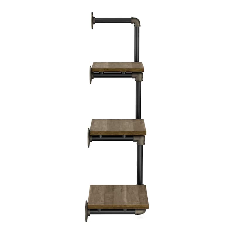 DH BASIC Industrial Reclaimed Oak Metal 3-Tier Wall Shelf by Denhour