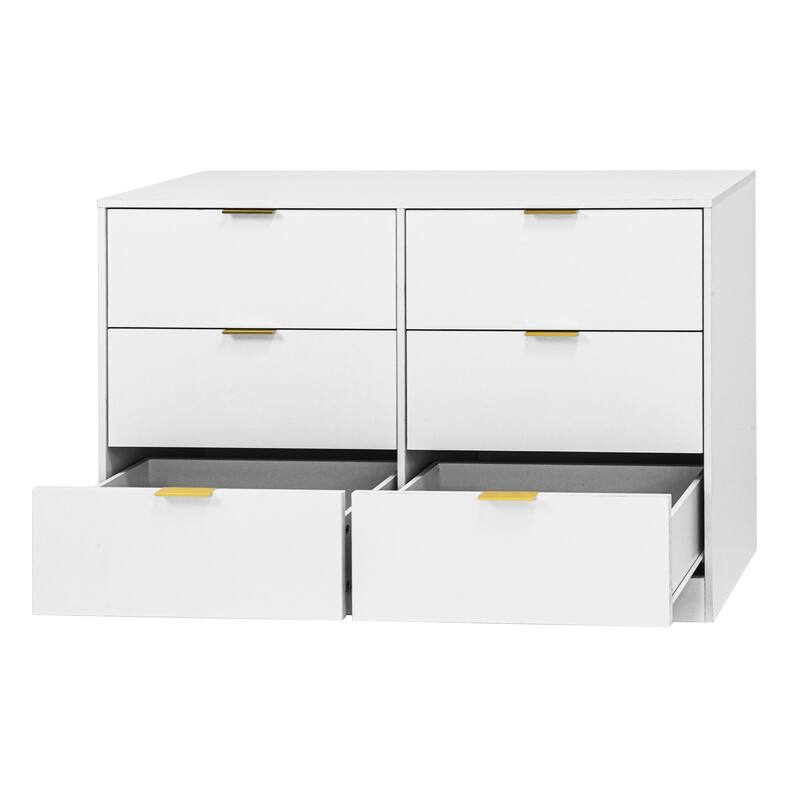 Modern 6 Drawer Dresser, Large Capacity Storage Cabinet, Clothing Organizer with Metal Handles for Bedroom, Living Room
