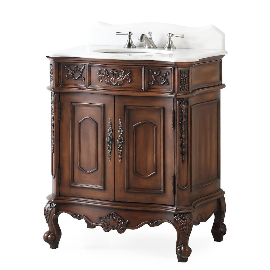 30" Old Timer Classic Ellenton Bathroom Sink Vanity & Mirror Set - Brown