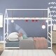 preview thumbnail 2 of 10, House Platform Twin Bed with Roof and Chimney Design, Sturdy Metal Frame