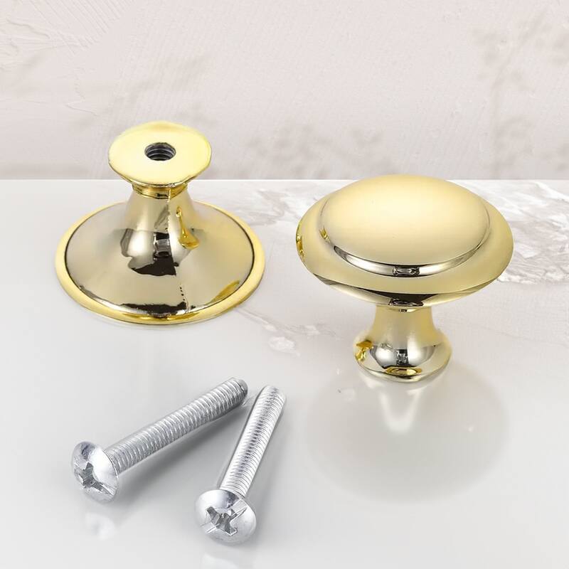 Round Cabinet Knobs - 1.06 Inch Gold/Black Drawer Pulls - 8-Pack - Gold