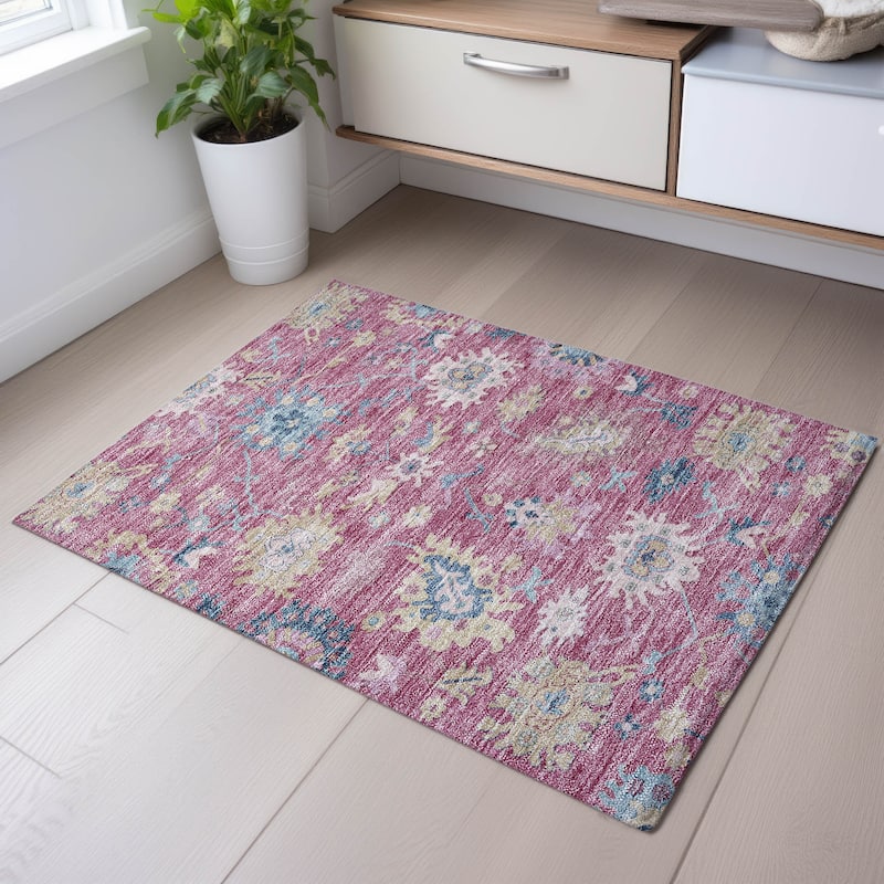 Premium Washable Super Soft Traditional Farmhouse Mayfield Rug - Pink - 1'8" x 2'6"