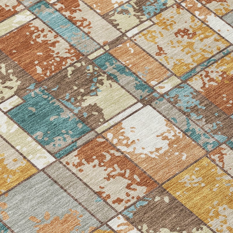 Machine Washable Indoor/ Outdoor Patchwork Chantille Rug