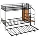 preview thumbnail 14 of 30, Versatile Design Twin over Full Metal Bunk Bed with Trundle and Lateral Storage Practical Step Ladder and Built-in Wardrobe