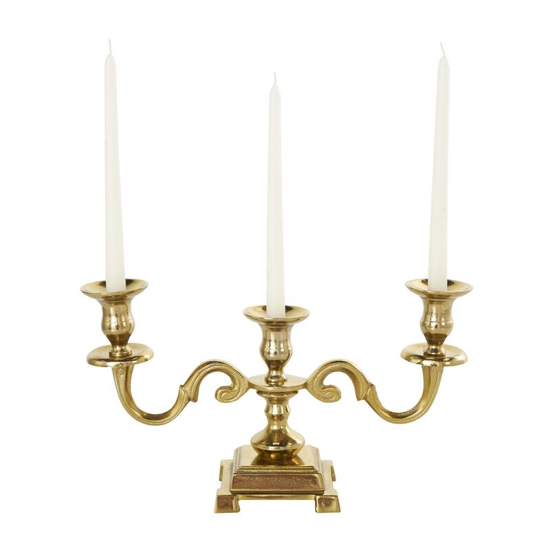 Aluminum Metal Scrolled Candelabra - Gold or Silver - Roche River Decor