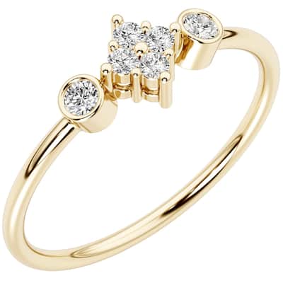 14k Gold Plated Sterling Silver Lab Diamond 1/7 ct Stacking Ring Band