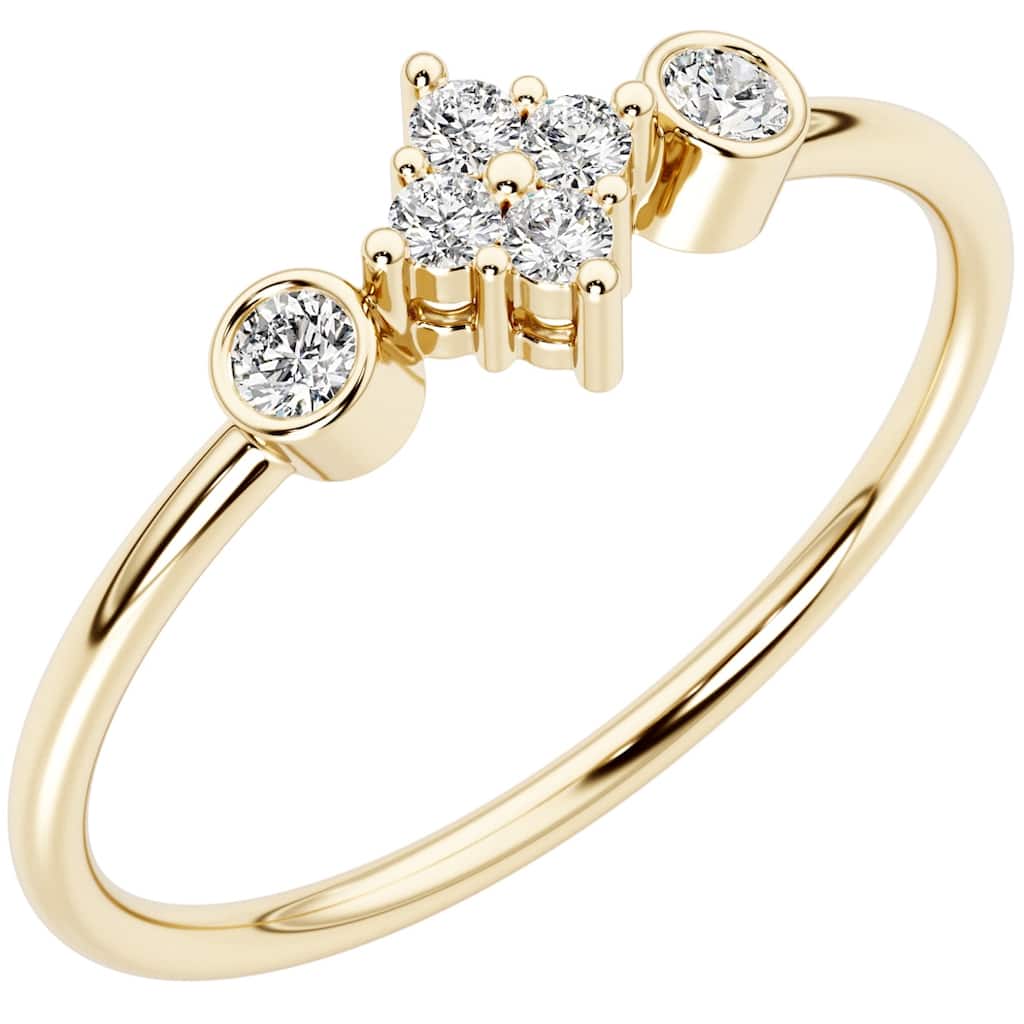 14k Gold Plated Sterling Silver Lab Diamond 1/7 ct Stacking Ring Band