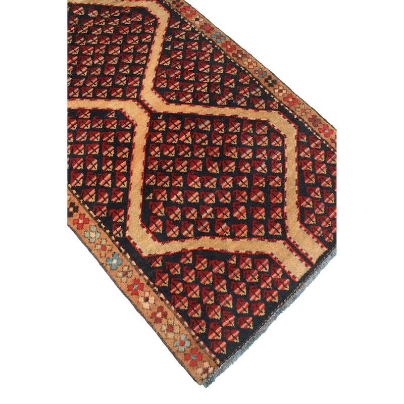 Fine Vintage Distressed Gyasi Black/Brown Runner - 2'10" x 8'7"