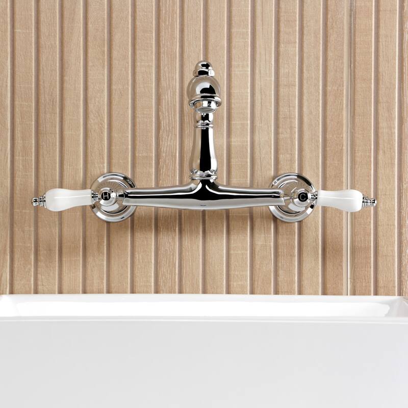Kingston Brass English Country Two-Handle 2-Hole Wall Mount Bathroom Faucet
