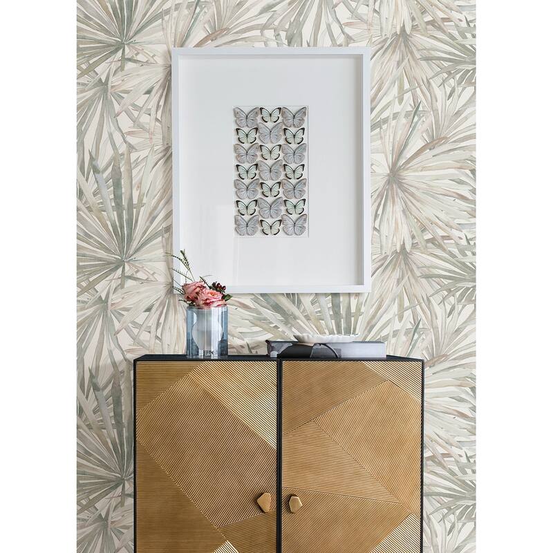 A-Street Prints Corifa Cream Palm Leaf Wallpaper