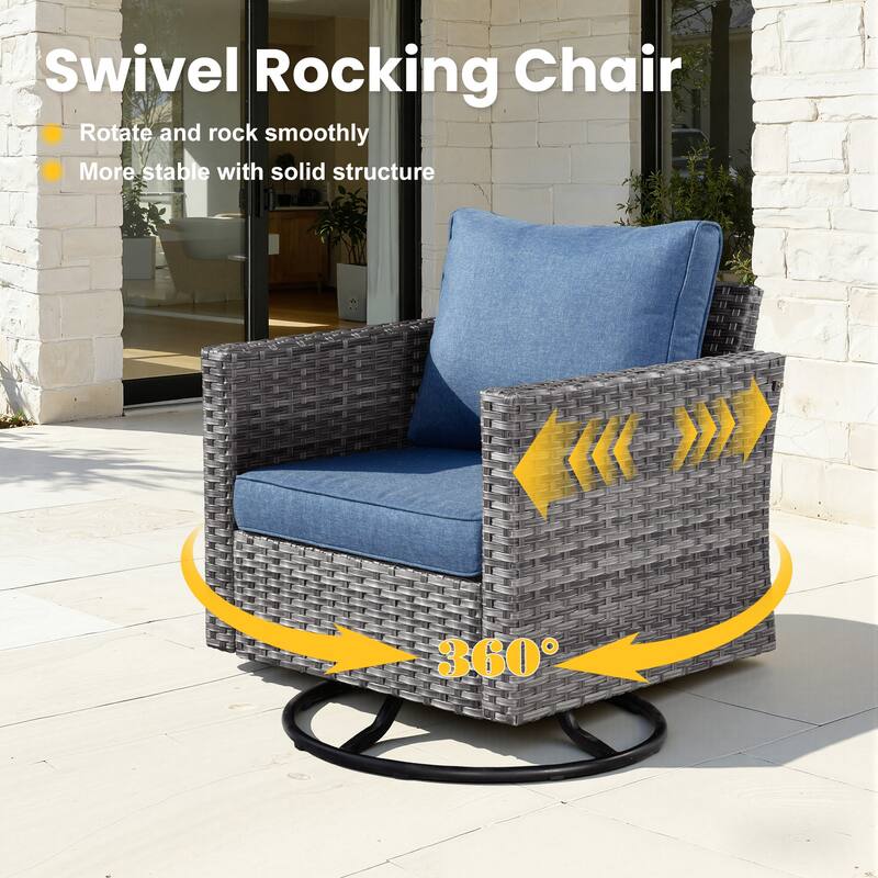 XIZZI 11-Piece Outdoor Wicker Furniture Swivel Chair Sofa Set