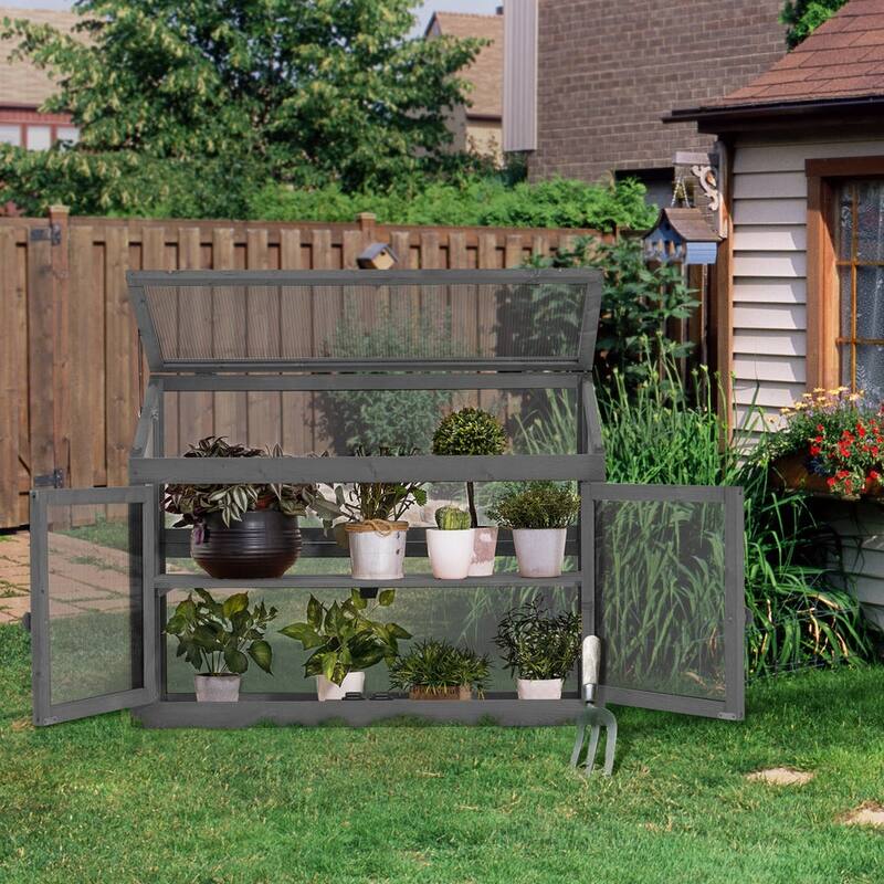 MCombo 2-Tier Cold Frame Greenhouse, Solid Wood 0160