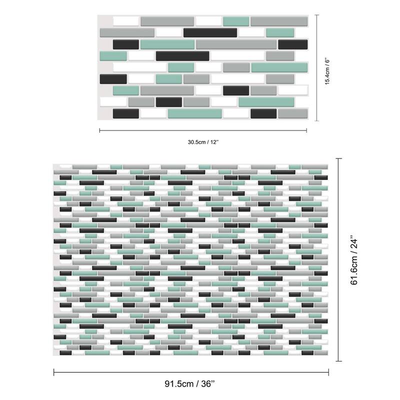 Walplus Mosaic Glossy 3D Metro Peel and Stick Backsplash Tile Stickers