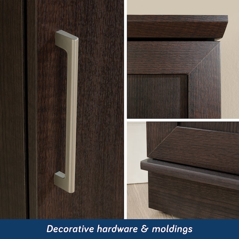 Engineered Wood Contemporary Corner Storage Cabinet with 5 Shelves, Brown - 20.79" W × 19.45" D × 71.42" H