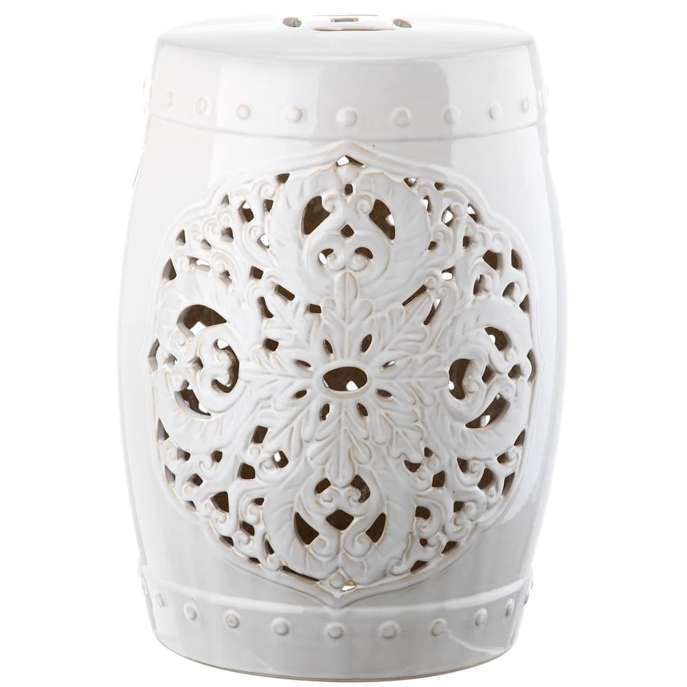 SAFAVIEH Sharareh Antique White Ceramic Decorative Garden Stool