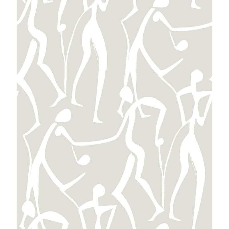 York Wallcoverings Joyful Dancers Lichen Grey Wallpaper