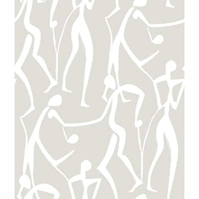 York Wallcoverings Joyful Dancers Lichen Grey Wallpaper