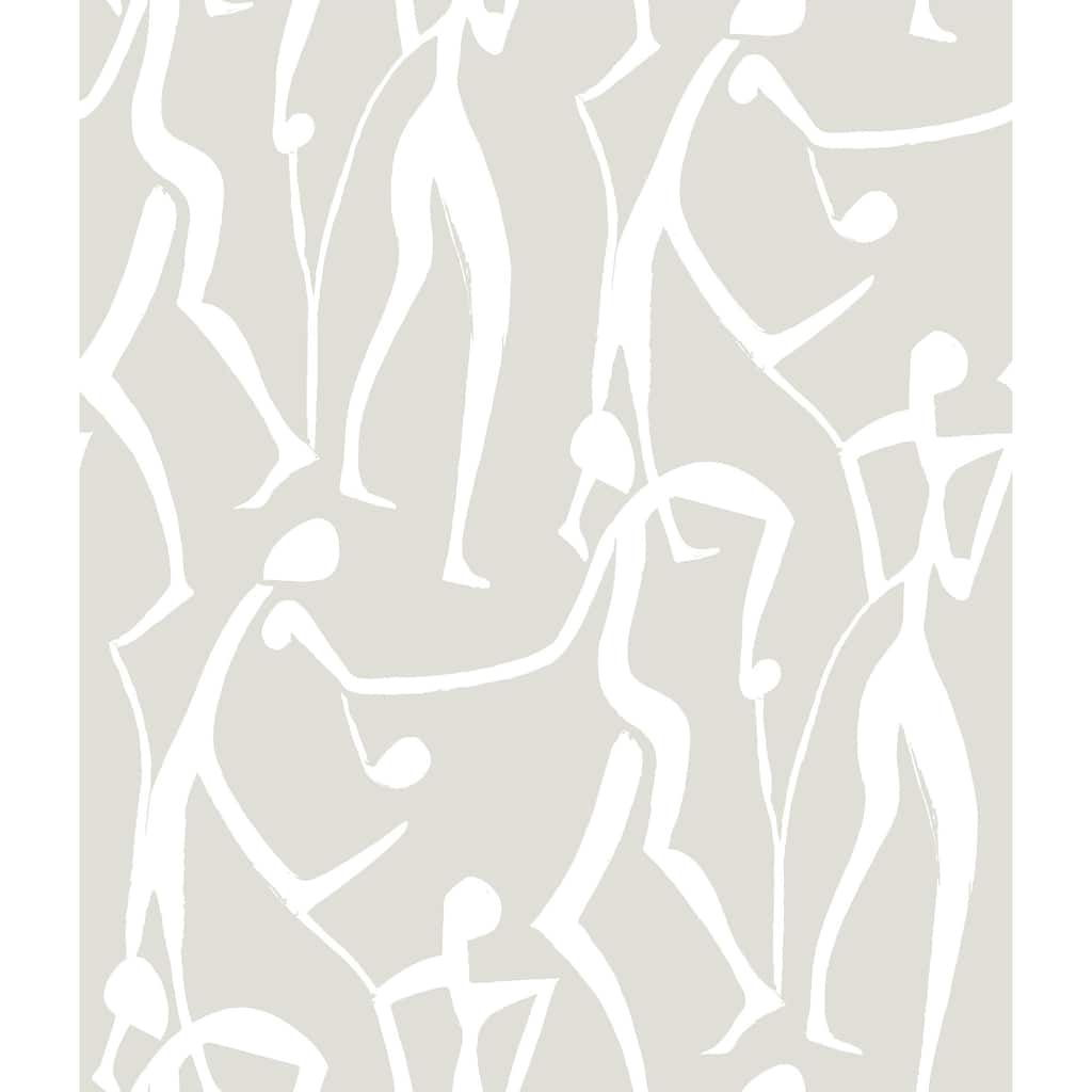 York Wallcoverings Joyful Dancers Lichen Grey Wallpaper