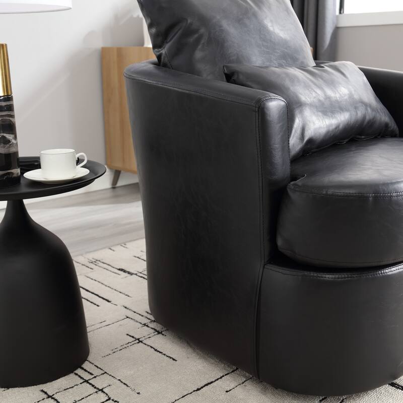 32.68" Swivel Barrel Chair with Metal Base