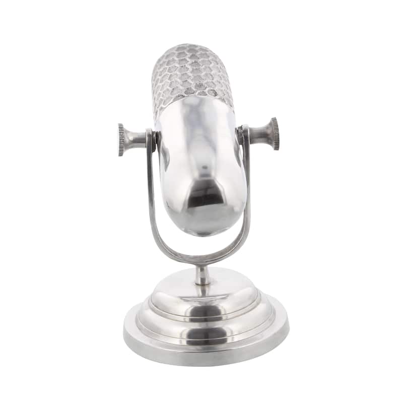 Aluminum Metal Microphone Decorative Sculpture - Silver - Roche River Decor
