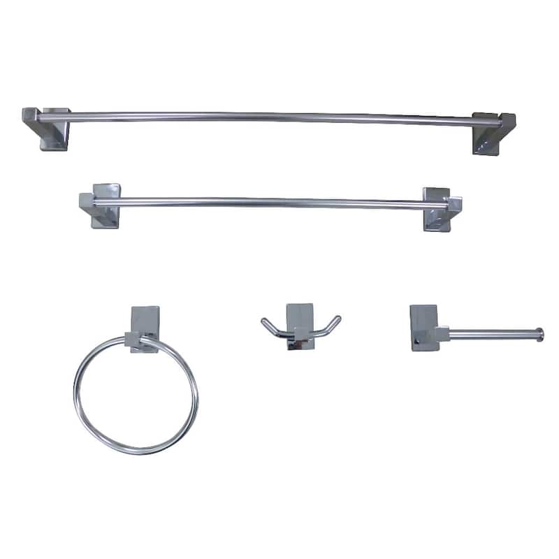 Kingston Brass Continental 5 Piece Bathroom Package with 18" and 24" - Polished Chrome