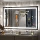 preview thumbnail 117 of 156, UL Certified Black Metal Framed LED Front Light and Backlit Anti-Fog Wall Bathroom/ Vanity Mirror 51" x 30"-Square Corner - Black