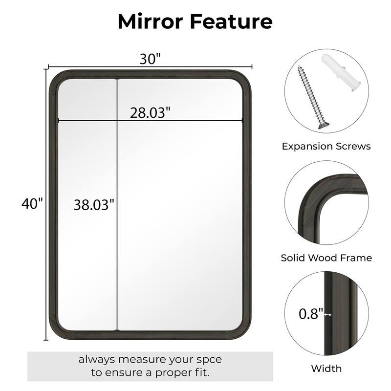 Pine Wooden Framed Standard Farmhouse Style Rectangle Wall Mirror