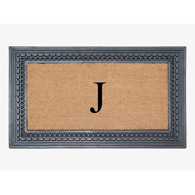 A1HC Rubber and Coir, 24" X 39" Heavy Duty Outdoor Monogrammed Doormat - Monogrammed J