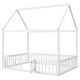 preview thumbnail 8 of 6, White Full Size Pine Wood House Bed with Fence, Door, and Solid Construction