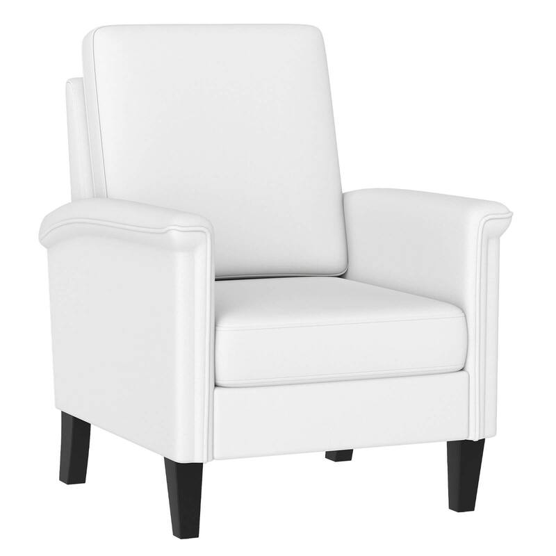 Costway 1/2 PCS Floral Accent Chair with Solid Wood Legs & High Back - See Details - White-1 PCS - Single