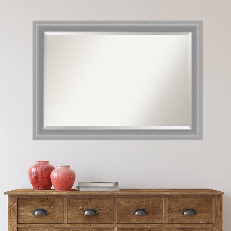 Beveled Wall Mirror - Peak Polished Nickel Narrow Frame - Peak Polished Nickel Narrow