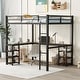 preview thumbnail 1 of 25, Full Size Metal Loft Bed with Desk and Shelves Black