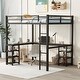 preview thumbnail 4 of 12, Metal Full Loft Bed w/ Brown Desk & Shelves, Ladder, Guardrails,Black