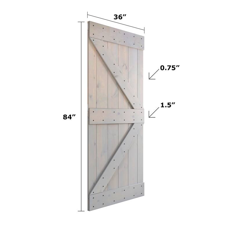 Coast Sequoia 36in x 84in K Series Pine Wood Sliding Barn Door With Hardware Kit