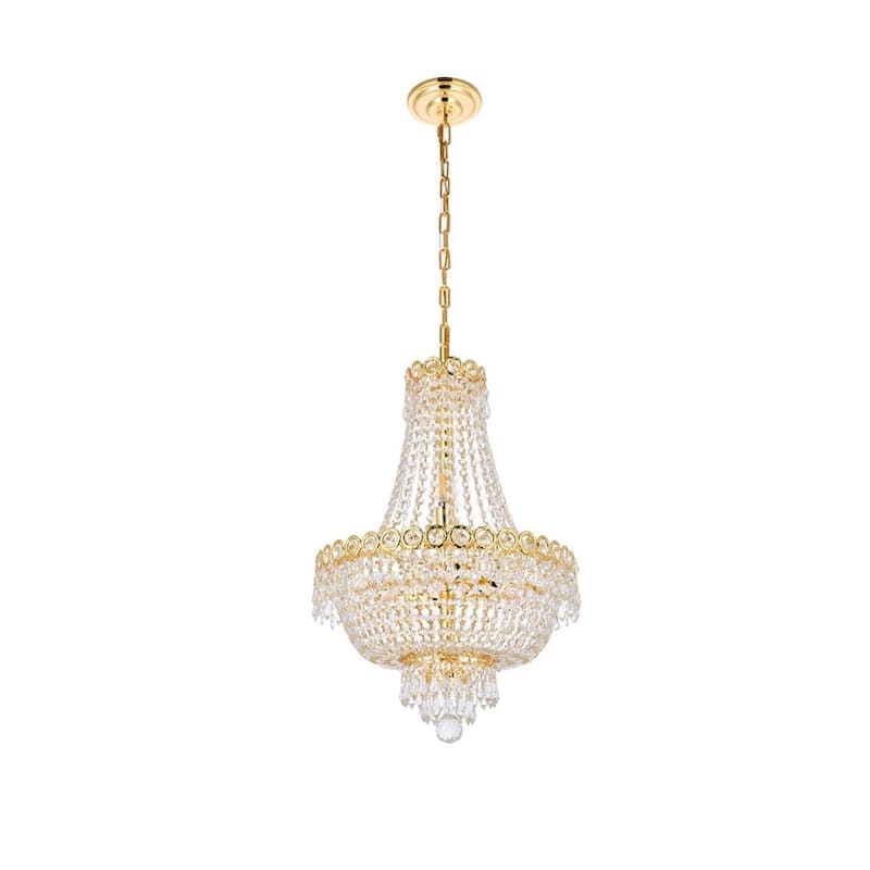 Elegant Lighting Gold 16-inch Royal-cut Crystal Clear Hanging 8-light Chandelier