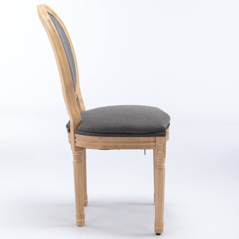 Dark Gray French Dining Chair Fabric Dining Table Chair Set of 2