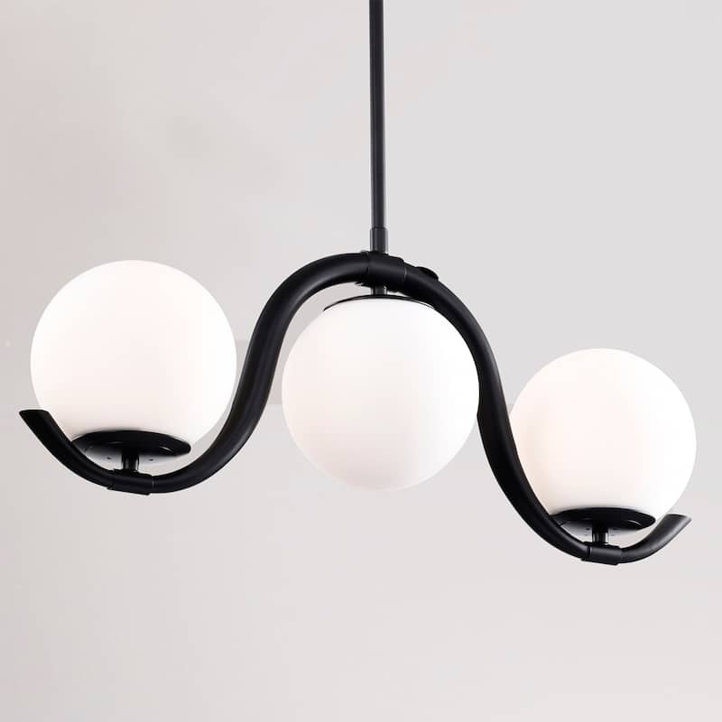 Zani 24 Inch Opaque Glass Wave Pendant 3-Light