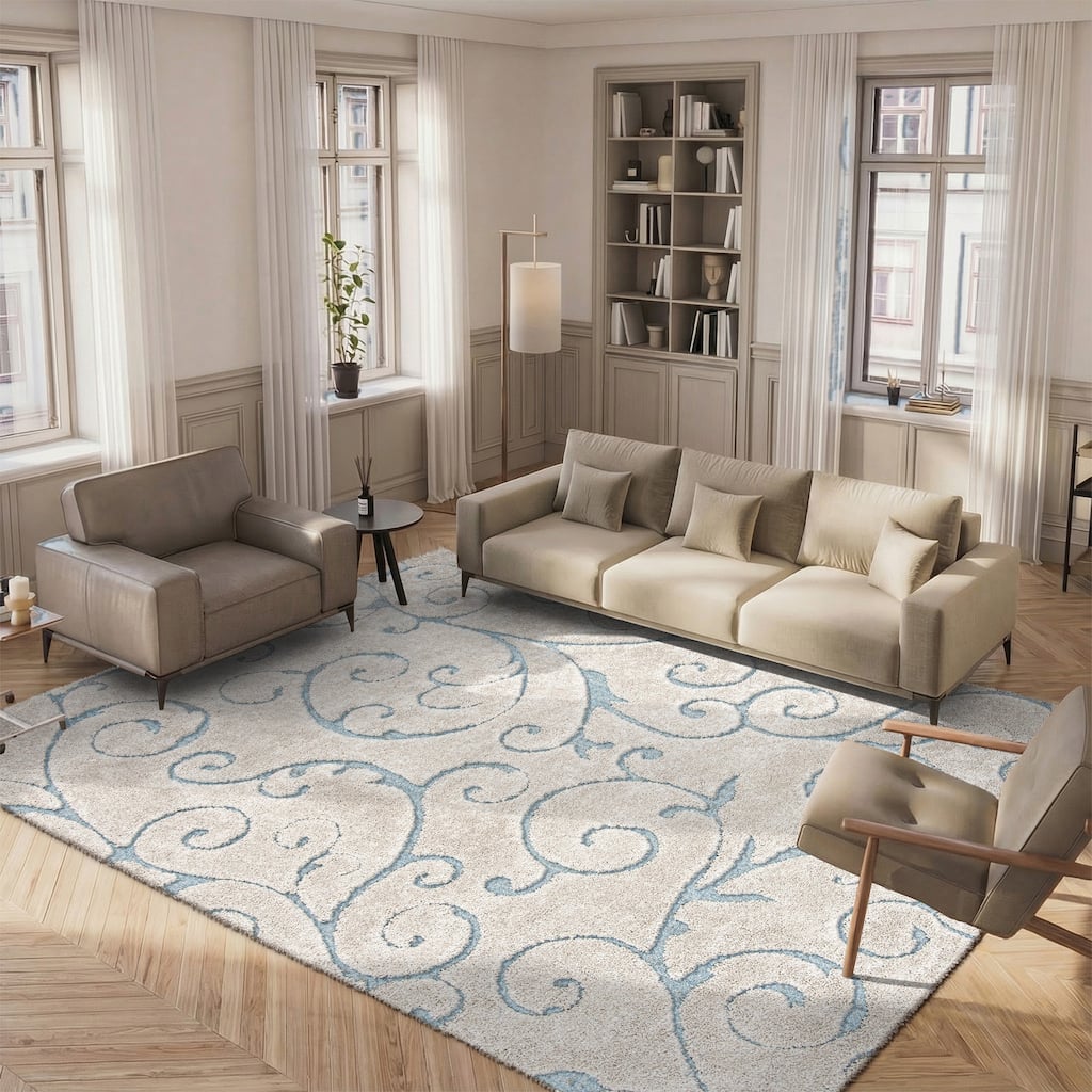 SAFAVIEH Florida Ryung Shag Scroll 1.2-inch Thick Textured Rug