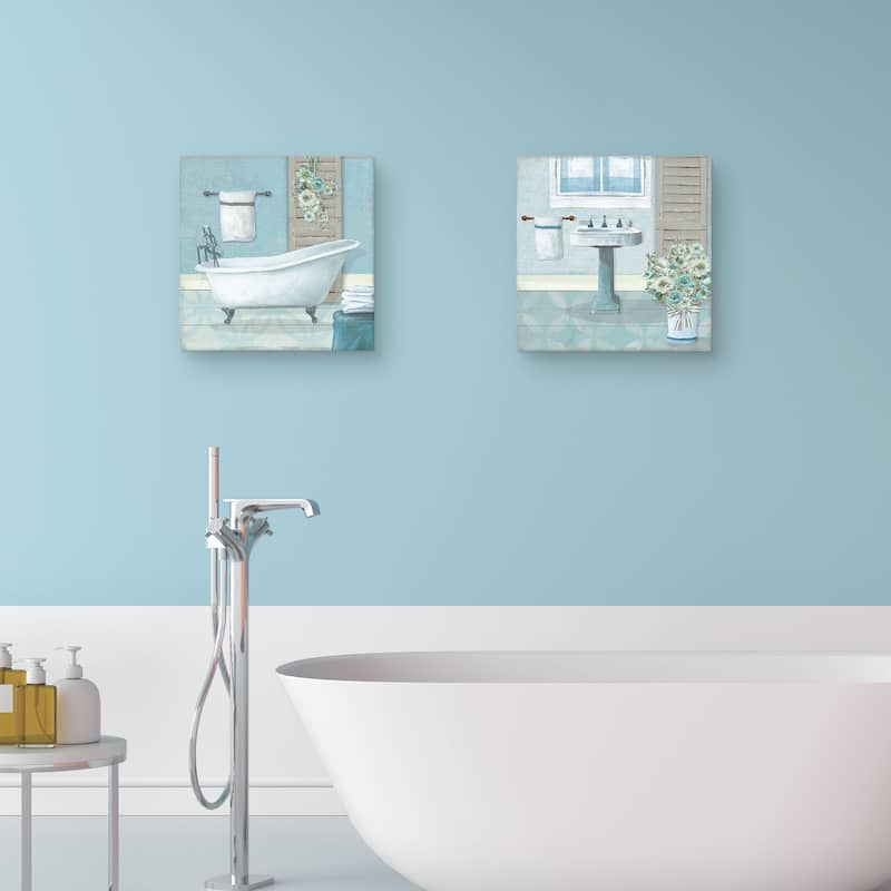Teal Bath by Carol Robinson Canvas S/2 by Carol Robinson Canvas Art Prints