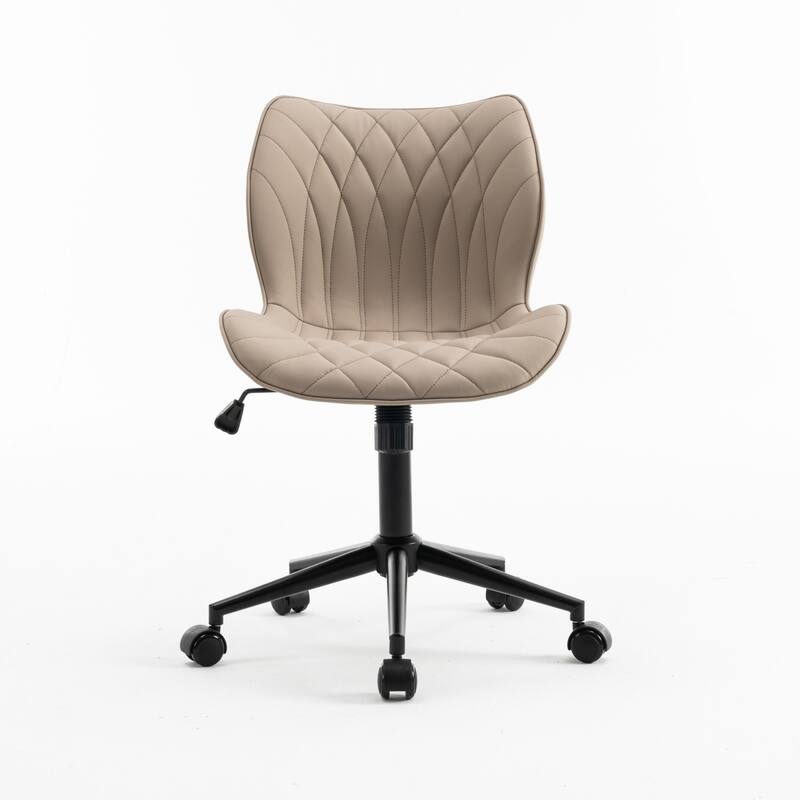 Faux Leather Office Chair with Wheels, Upholstered Task Chair