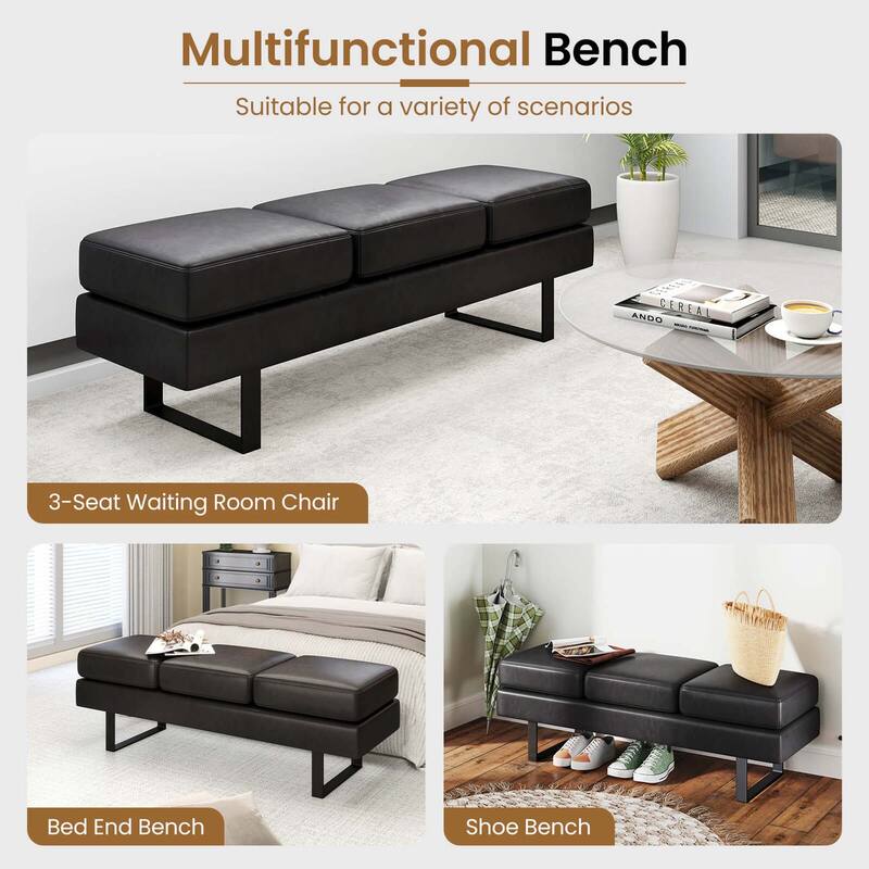 Costway Waiting Room Bench Seating with Metal Frame Leg Upholstered - See Details