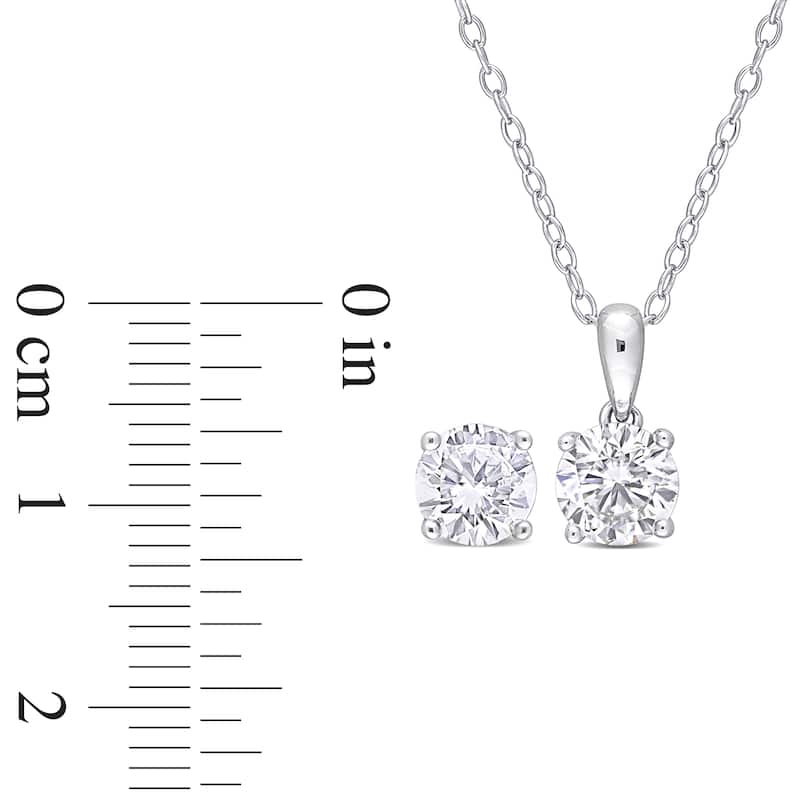 Miadora 3ct TGW Created White Sapphire 2-Piece Solitaire Necklace and Stud Earrings Set Sterling Silver