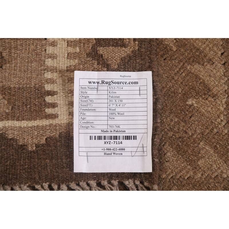 Kilim Oriental Area Rug Hand-woven Bedroom Wool Carpet - 4'11" x 6'7"