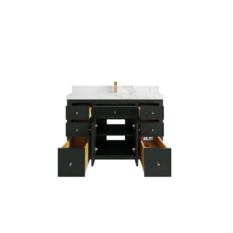 Willow Collections 48 in W x 22 in D Sonoma Free Standing Reeded Single Sink Bathroom Vanity with Countertop