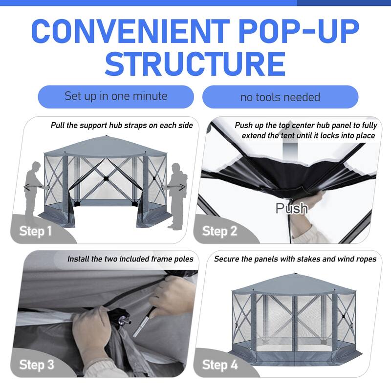 Outdoor Pop Up Camping Gazebo UV and Waterproof Canopy with Mesh Sidewalls for Backyard Patio and Family Gatherings