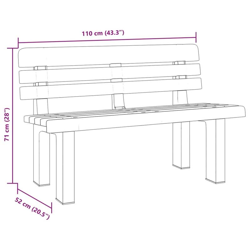 vidaXL Garden Bench Outdoor Bench Seat Balcony Patio Park Bench Polypropylene - 20.5 x 43.3 x 28.0