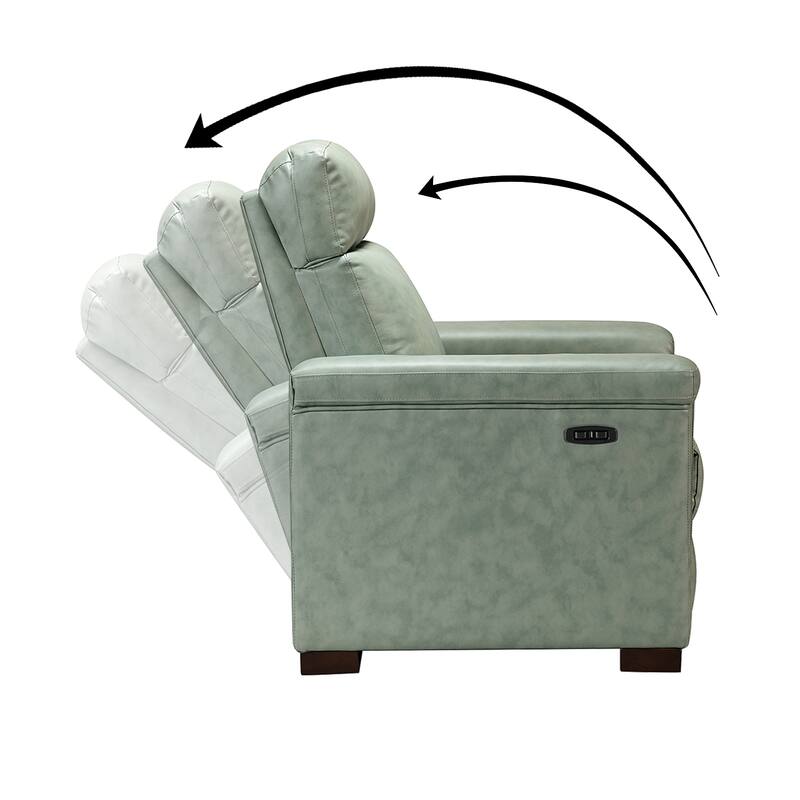 Alicia 34.65" Wide Contemporary Classic Genuine Leather Power Recliner With USB Port, Set of 2