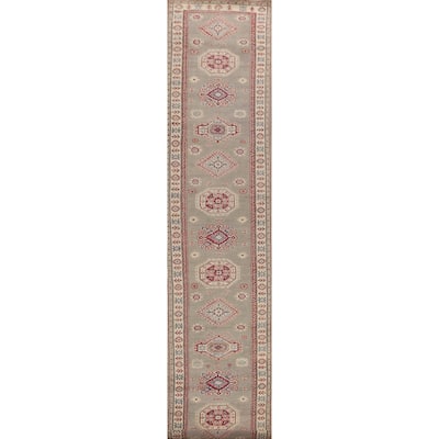 Kazak Runner Rug Handmade Geometric Wool Carpet - 2'9" x 19'3"