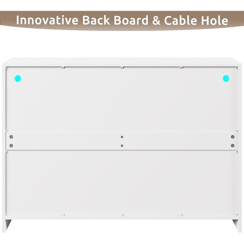 Dresser with LED Lights for Bedroom Double Dresser with 3/6 Drawers