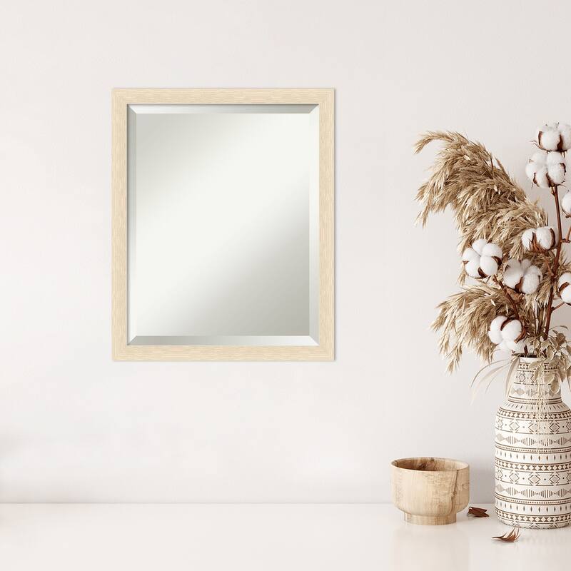 Woodgrain Stripe Beveled Wood Framed Wall Mirror